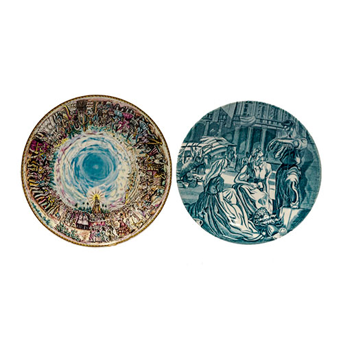 Sub.:12-On - Lote: 339 -  Lote de dos platos decorativos de porcelana, un reproducci�n de la obra 
