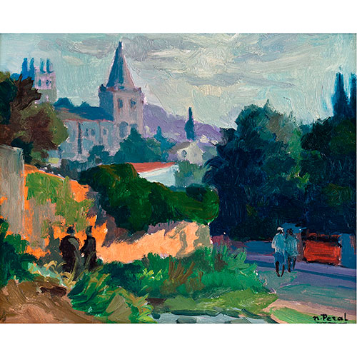 Sub.:13-On - Lote: 635 - NARCISO PERAL (Cartagena, 1912 - ?) Paisaje de Sarri, Barcelona