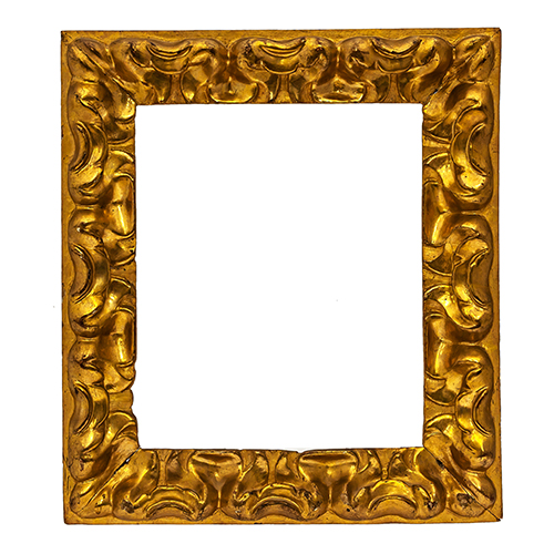 Sub.:13 - Lote: 1336 -  Marco modelo casta�uela en madera tallada y dorada con oro original. Principios s. XVIII.