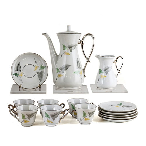 Sub.:13 - Lote: 1316 -  Juego de caf� en porcelana esmaltada de Limoges 
