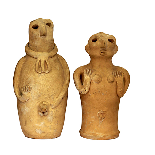 Sub.:13 - Lote: 1465 -  Mujer y hombre. Pareja de figuras en barro ibicencas.