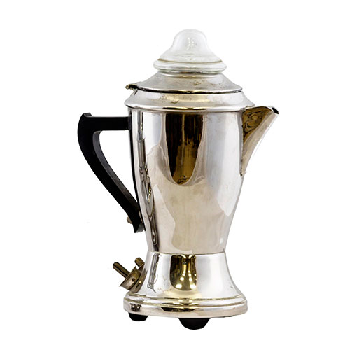 Sub.:14-On - Lote: 1710 -  Cafetera el�ctrica en metal, con asa de pl�stico.