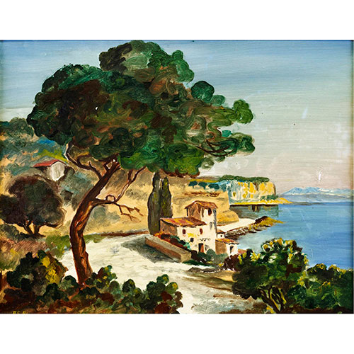 Sub.:14-On - Lote: 992 - ESCUELA ESPAOLA, S. XX Paisaje de la costa