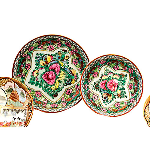 Sub.:14-On - Lote: 1358 -  Pareja de platos en porcelana oriental de tipo satsuma