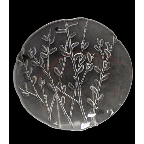 Sub.:14-On - Lote: 1452 -  Centro de mesa bajo en cristal prensado, con decoraci�n de espigas de trigo.