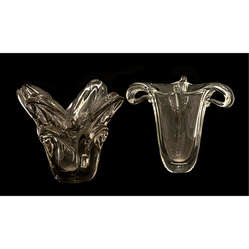 Sub.:14-On - Lote: 1463 -  Dos florero en cristal tallado, de los a�os 60.