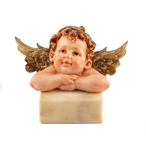 Sub.:14-On - Lote: 1697 -  �ngel realizado en marmolina con peana de m�rmol.