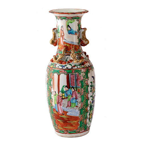 Sub.:14-On - Lote: 1346 -  Jarr�n realizado en porcelana, estilo cantones. Pintado a mano con escenas cortesanas. S. XX.