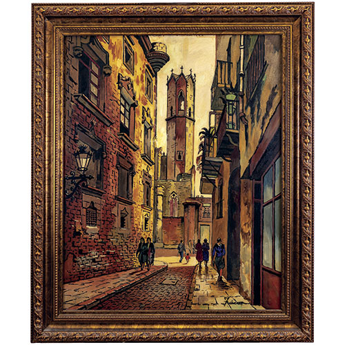Sub.:14-On - Lote: 1052 - JOSEP TRUCO PRATS (Barcelona, 1923-?) Paisaje casco antiguo