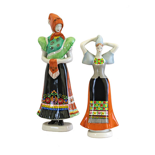 Sub.:14-On - Lote: 318 -  Dos figuras h�ngaras realizadas en porcelana