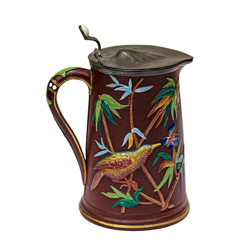 Sub.:14-On - Lote: 319 -  Jarra en cer�mica con decoraci�n en relieve y policromada