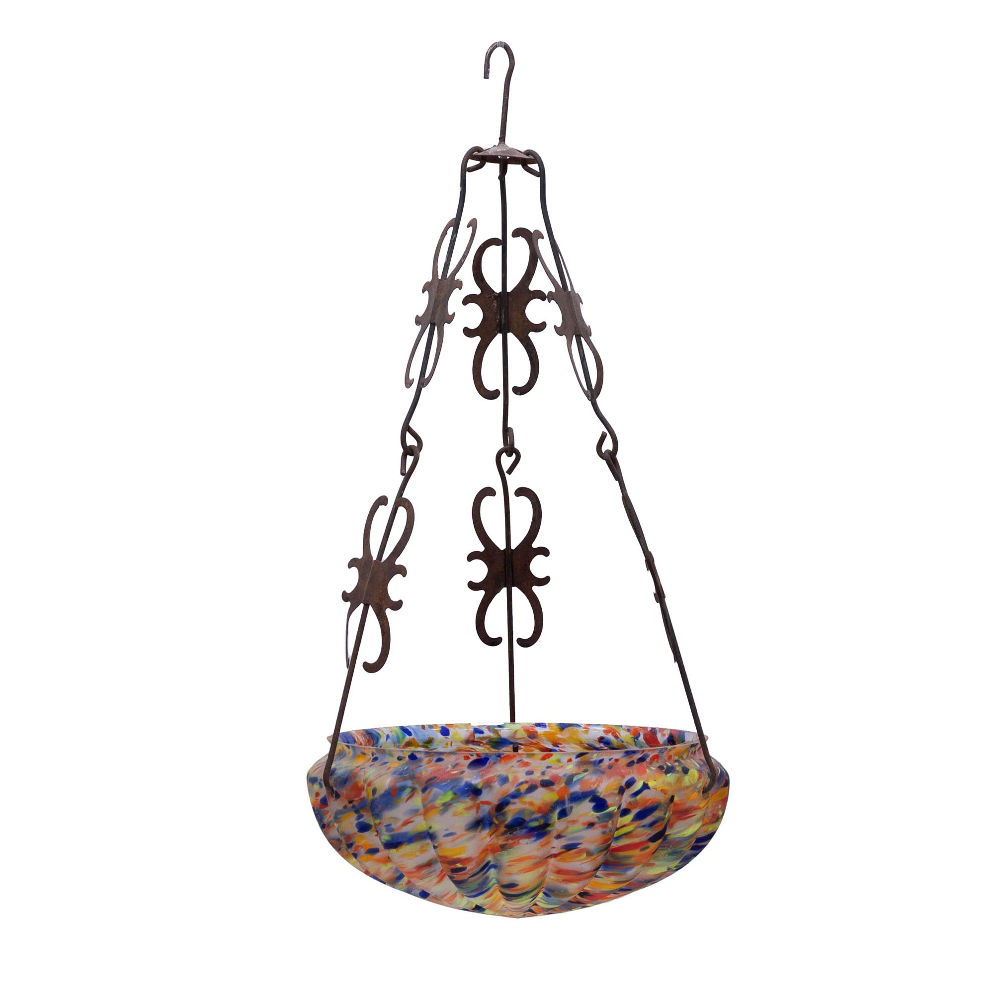 Sub.:14-On - Lote: 249 -  L�mpara de techo en cristal y hierro.