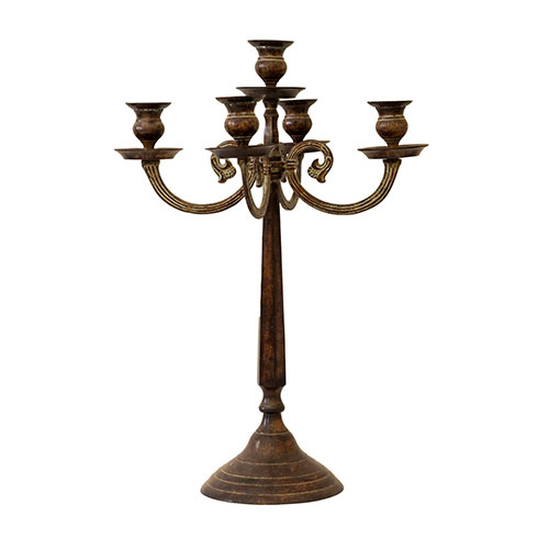 Sub.:14-On - Lote: 1638 -  Candelabro en metal patinado de cinco luces