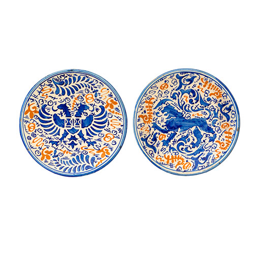 Sub.:14-On - Lote: 335 -  Dos platos en cer�mica azul de Toledo.