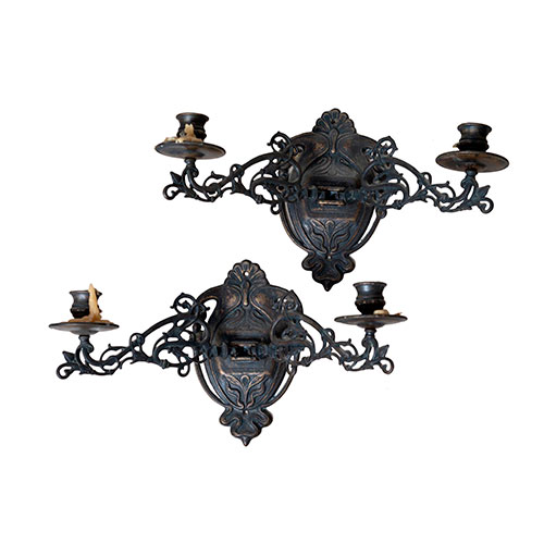 Sub.:14-On - Lote: 707 -  Pareja de apliques de pared en bronce