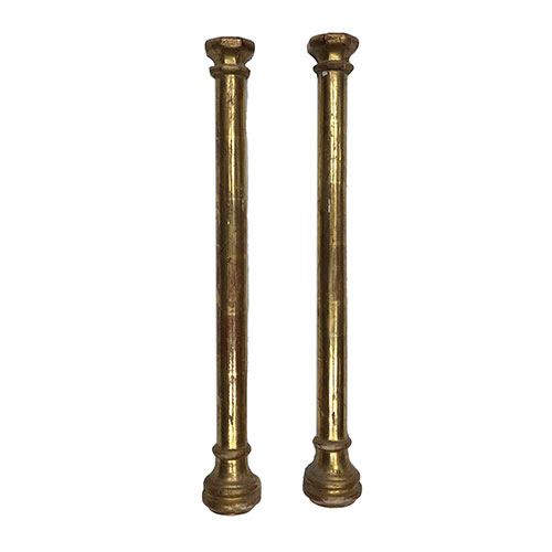 Sub.:14-On - Lote: 1744 -  Pareja de columnas en madera dorada hacia 1900.