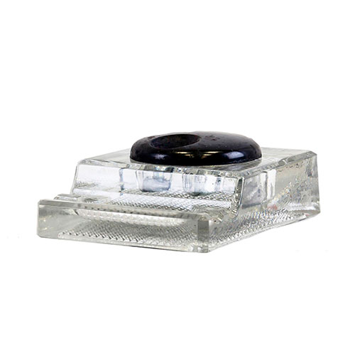 Sub.:14-On - Lote: 1436 -  Tintero en cristal con tapa de piedra