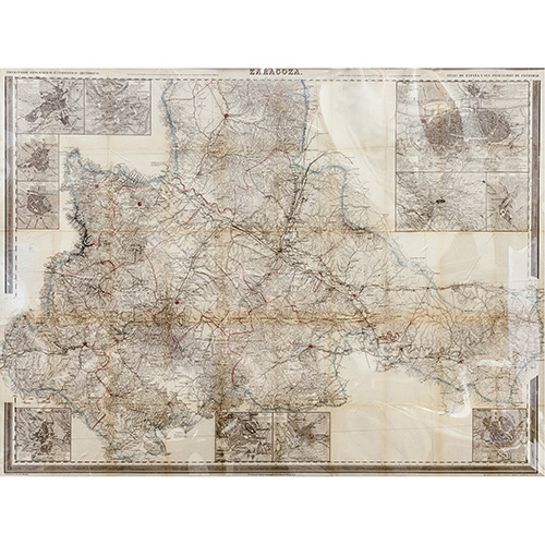 Sub.:14 - Lote: 59 - F. COELLO DE PORTUGAL Y QUESADA (1822-1898) Y P. MADOZ (1806-1870) Mapa de la Provincia de Zaragoza y Planos de sus ciudades.