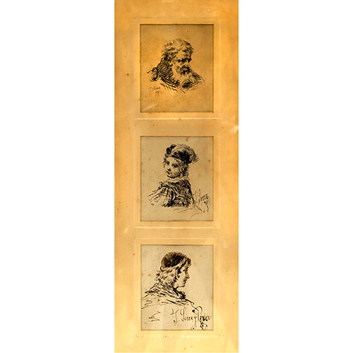 Sub.:14 - Lote: 1069 - JOS SERRA Y PORSON (Roma, 1828 - Barcelona, 1910) Estudios de retrato