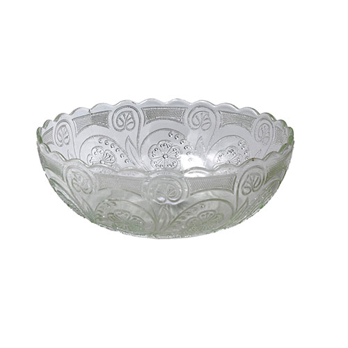 Sub.:15-Oc - Lote: 153 -  Ensaladera en cristal prensado con decoracin floral en relieve