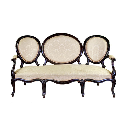 Sub.:15-Oc - Lote: 321 -  Sof� isabelino ebonizado con respaldo de triple medall�n, s. XIX