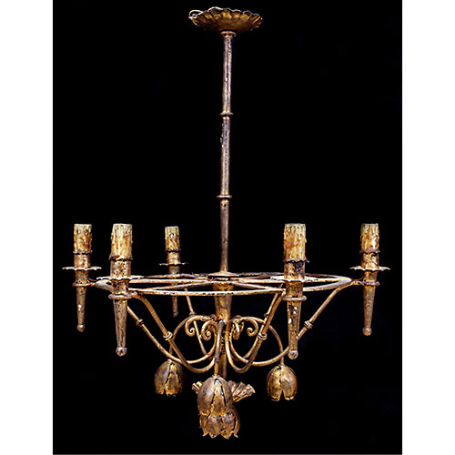 Sub.:15-Oc - Lote: 334 -  L�mpara de techo en hierro patinado en oro