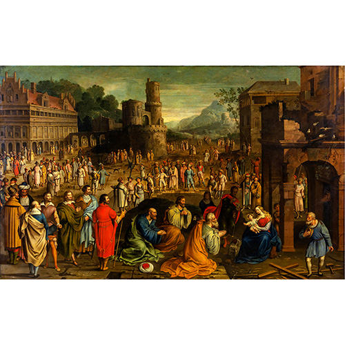 Sub.:15 - Lote: 128 - MATTHEUS CHRISTADORO (Italia, S.XVII) Adoración de los Reyes Magos