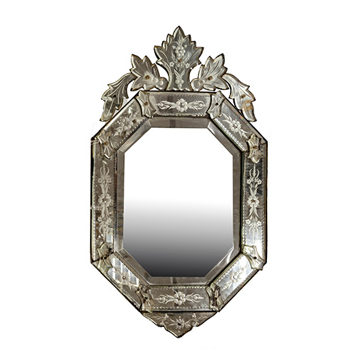Sub.:15 - Lote: 1307 -  Espejo veneciano con cristal de murano
