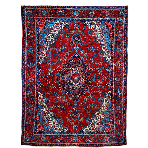 Sub.:15 - Lote: 1172 -  Gran alfombra tipo persa con motivo herat como central de campo y borde acenefado con alternancia de motivos geomtricos y florales. 