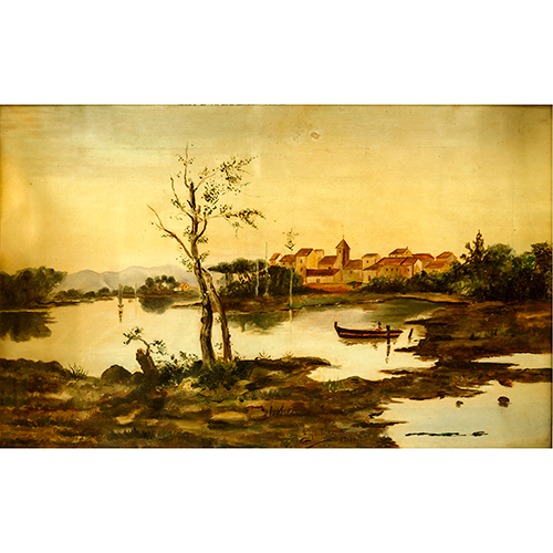 Sub.:16-Oc - Lote: 36 - ESCUELA ESPA�OLA, S.XX Paisaje con lago