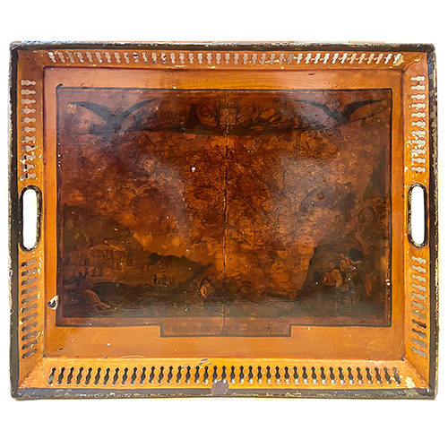 Sub.:16-Oc - Lote: 227 -  Bandeja de hojalata con grabado de mapa franc�s del Pirineo.