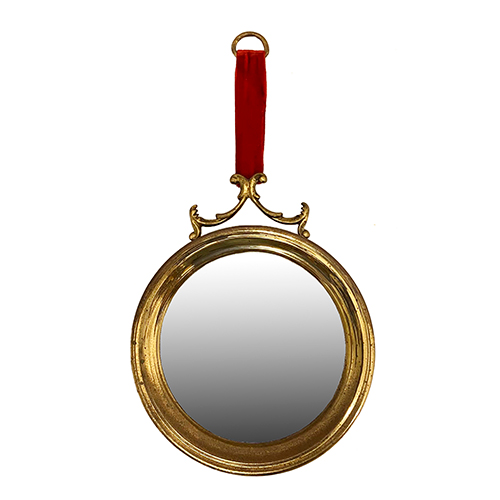 Sub.:16-Oc - Lote: 328 -  Espejo redondo de colgar, realizado en laton.