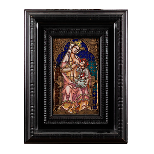 Sub.:16-Oc - Lote: 154 -  Virgen entronizada modelo g�tico realizado en esmalte con relieve