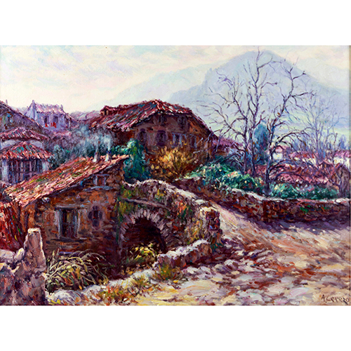 Sub.:16-Oc - Lote: 108 - ANDR�S CEREZO MENA (C�rdoba, 1928 - Avil�s, 1989) Vista de Potes en Invierno