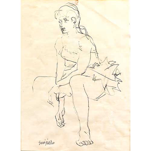 Sub.:17-Oc - Lote: 57 - ANTONIO GUIJARRO GUTIERREZ (Villarrubia de los Ojos, Ciudad Real, 1923-Madrid, 2011). Estudio de bailarina en reposo