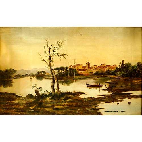 Sub.:17-Oc - Lote: 70 - ESCUELA ESPA�OLA, S.XX Paisaje con lago