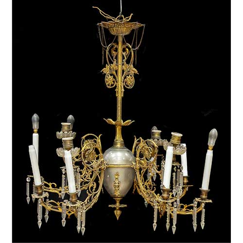 Sub.:17-Oc - Lote: 333 -  L�mpara de techo en bronce y cristal