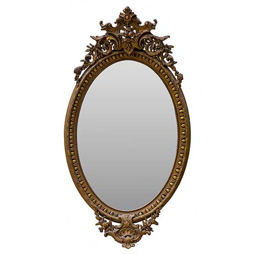 Sub.:17-Oc - Lote: 208 -  Espejo oval en estuco dorado.