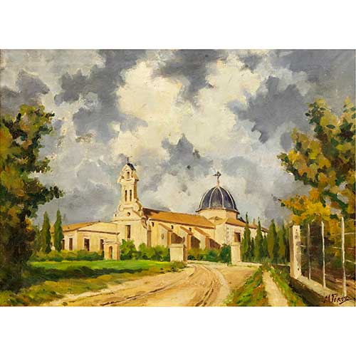 Sub.:17-Oc - Lote: 43 - ESCUELA ESPA�OLA S. XX Vista de la iglesia