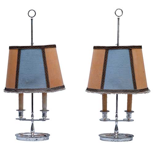 Sub.:17-Oc - Lote: 97 -  Pareja de lamparas bouillotte plateadas. Electrificadas