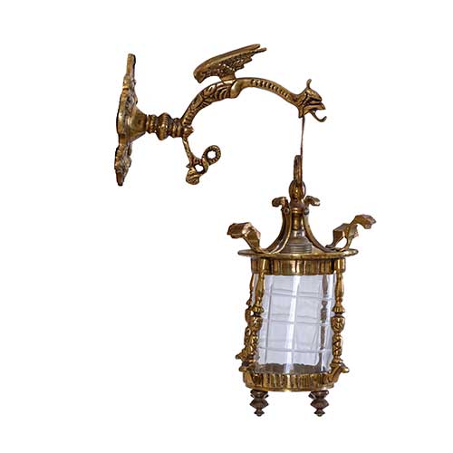 Sub.:17-Oc - Lote: 250 -  Pareja de farolillos en bronce y cristal.