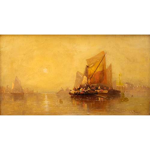 Sub.:17-Oc - Lote: 72 - ESCUELA INGLESA S. XIX Pescadores en la entrada del puerto