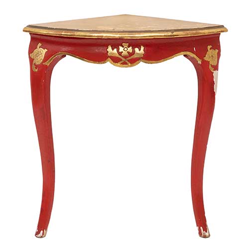 Sub.:17-Oc - Lote: 264 -  Consola rinconera pintada en rojo estilo Carlos III S. XX