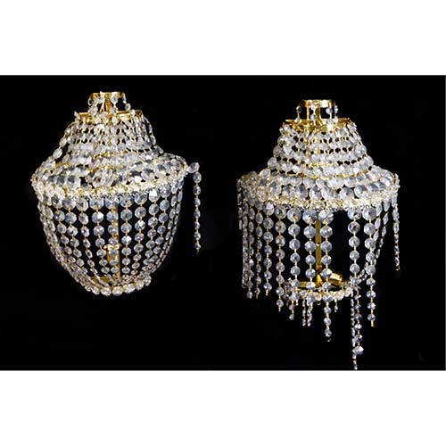 Sub.:17-Oc - Lote: 344 -  Pareja de apliques de pared en bronce y cristal de tipo cest�n.