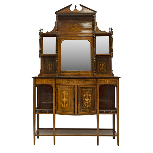 Sub.:17 - Lote: 1222 -  Mueble aparador ingls en madera de palosanto con marquetera de limoncillo. Inglaterra, Eduardo VII, ca. 1900.