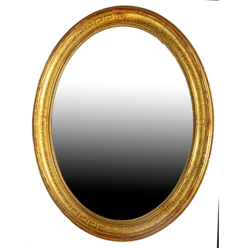 Sub.:17 - Lote: 1276 -  Espejo oval en madera dorada, poca isabelina. S.XIX. 
