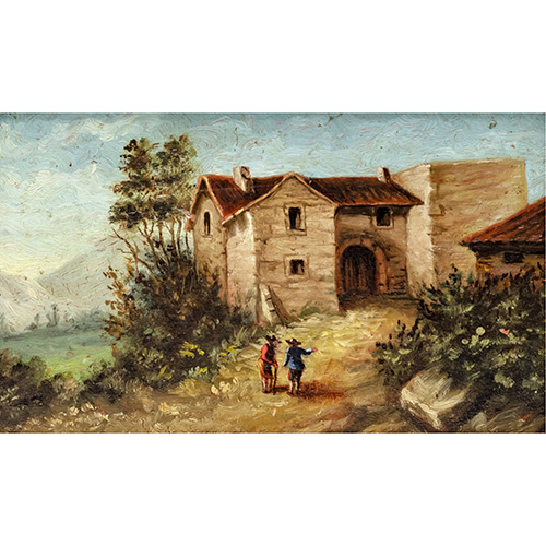 Sub.:17 - Lote: 1317 -  Pareja de miniaturas en �leo sobre tabla de cedro.