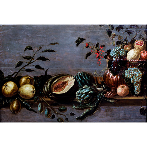 Sub.:17 - Lote: 1078 - ATRIBUIDO A ANTONIO PONCE (Valladolid, 1608 - Madrid, 167) Bodegn de frutas y verduras con vasija de cobre