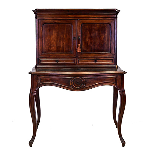 Sub.:17 - Lote: 1254 -  Mueble escritorio isabelino en madera de caoba con altillo y dos puertas.S. XIX