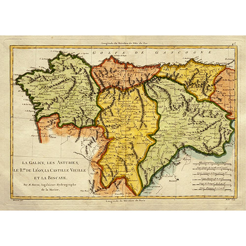 Sub.:18 - Lote: 1104 - RIGOBERT BONNE (1727-1795) Y EUSTACHE HERISSON (1759-1816) Galicia, Asturias, Cantabria, Pas Vasco, Len y Castilla